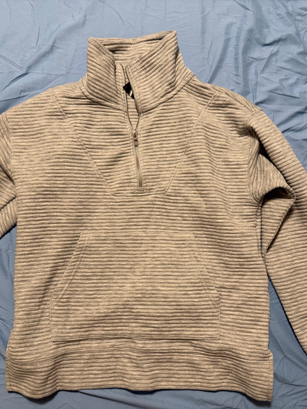 Kirkland Signature Grey Ribbed Half-Zip Sweater